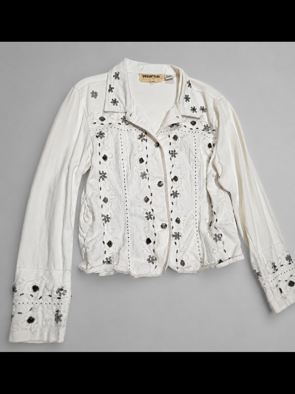 Vintage Off-white Bohemian Style Urban Tribe Jacket